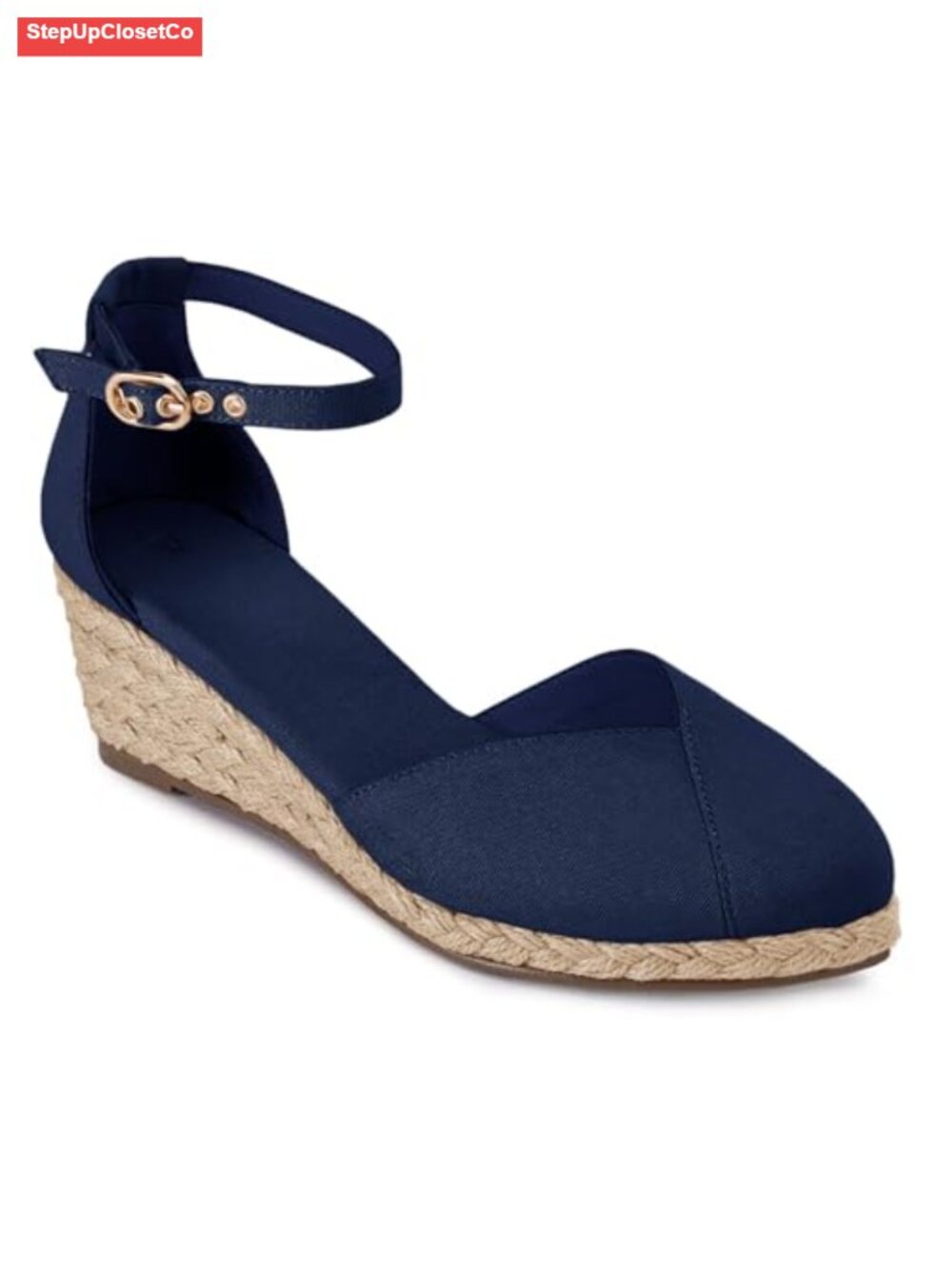 Canvas Espadrilles Wedge Sandals Closed Toe Ankle Strap Casual Summer